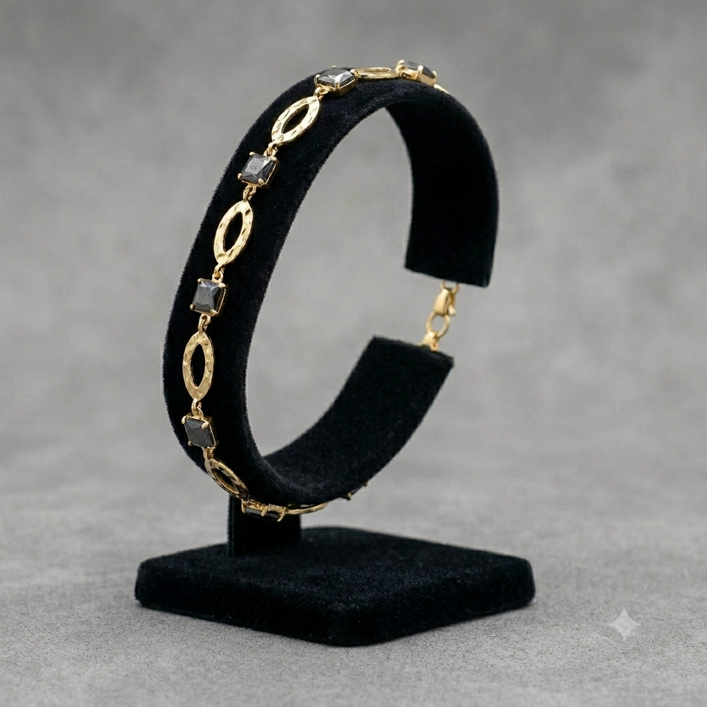 Midnight Velvet Geometric Link Bracelet