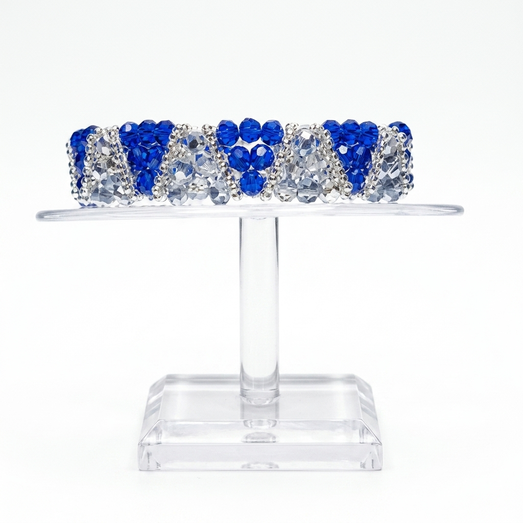 Sapphire & Ice Faceted Crystal Statement Bracelet